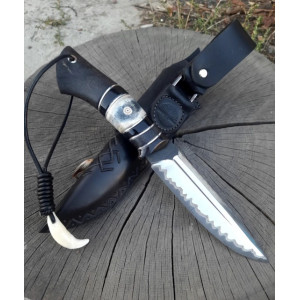 КЛИК ВОВКА ексклюзивний ніж ручної роботи майстра студії Павла Гончаренка, замовити купити в Україні (Сталь - К110 в багатошаровому ламінаті з нержавіючої сталі 95х18 через нікель). Photo 2